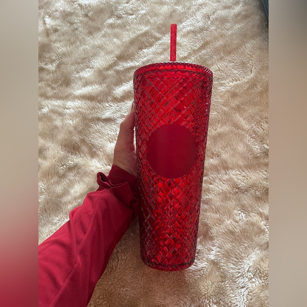 NEW Starbucks Red Jewel Grid Christmas 2021 Tumbler Venti 24 oz.